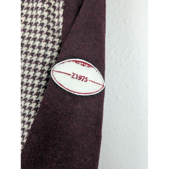 Zara Basic Jacket Womens Medium Burgundy Houndstooth Varsity Bomber Snap Lined - Picture 3 of 9